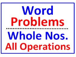 Word Problems Whole Numbers All Operations Only