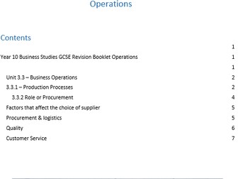 Y11 OCR Business GCSE Revision booklet - Operations - Production