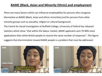 BAME/Equality & Diversity embedding for CV writing