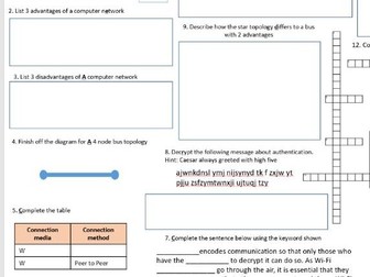 Computer Science Networking GCSE AQA worksheet