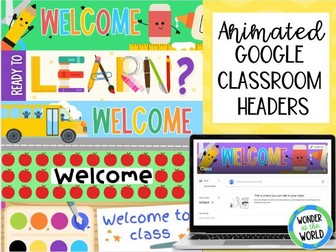 12 Back to school animated Google Classroom headers banners