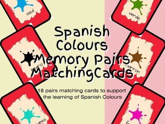 Spanish Colours Themed Matching Memory Pairs Cards