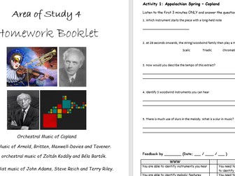 AQA GCSE Music Area of Study 4 Homework Booklet