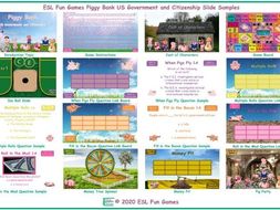 US Government and Citizenship Piggy Bank English Interactive PowerPoint Game