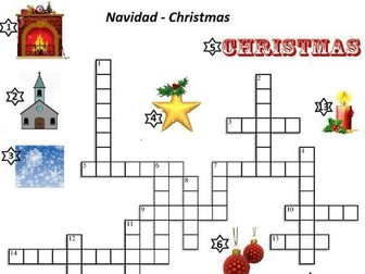 Spanish Crossword Navidad Christmas English clues and Picture Clues w/answers