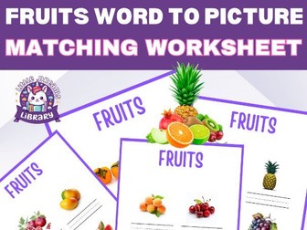 Fruit Matching Game - Word to Picture Vocabulary & Motor Skills Activity