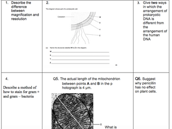 BTEC applied science Unit 1 Biology weekly homework/ exam questions