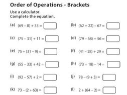 order of operations brackets teaching resources
