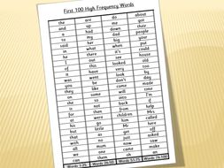 First 100 High Frequency Words | Teaching Resources