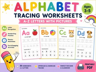 Alphabet & Phonics Worksheets | Preschool Printable | Ages 3–5