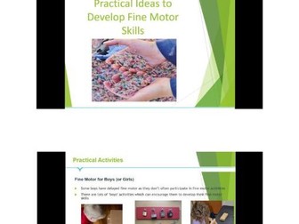 Practical Activities for Fine Motor Skills Presentation/Workshop for Parents
