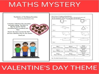 Valentine's Day Maths Mystery Game- Who stole the Box of Chocolates