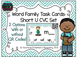 Word Family Task Cards: Short U CVC Set