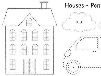 Houses Pencil Control x3 Sheets