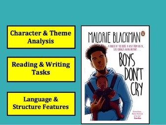 GCSE 9-1 Boys Don't Cry - Malorie Blackman - Chapters 7-10 Worksheets
