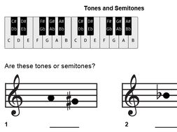 Identifying semitones and tones - worksheet