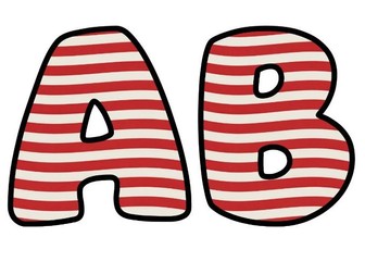 Red White Wavy Stripes Alphabet Letters | Classroom Bulletin Board Display, A-Z 0-9