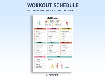 Editable Classroom Exercise Schedule | Workout Schedule | Physical Activity