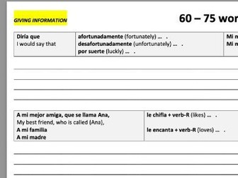 Spanish Writing Structures Grade 5