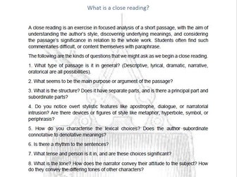 Othello: What is a close reading and sample close reading