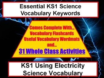 KS1 Using electricity Science Vocabulary and Spelling pack