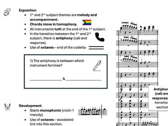 AQA GCSE Music - Beethoven 1, Mov 1 Analysis Workbook