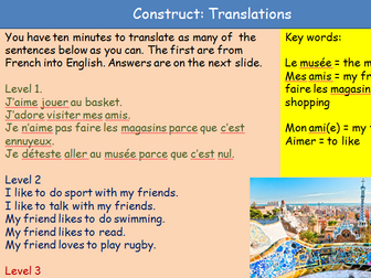 French KS3 Free Time Cover Lesson