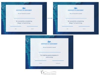 Simple Blue Water Swimming Certificates - Stages