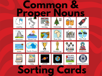 Proper Nouns: Sorting Cards & Worksheets