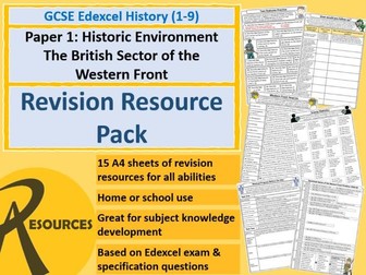 GCSE History (Edexcel) Medicine Historic Environment Western Front Revision Resources Pack