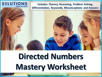 Directed Numbers Mastery Worksheet