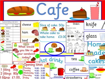 Cafe role play pack- restaurant, coffee shop
