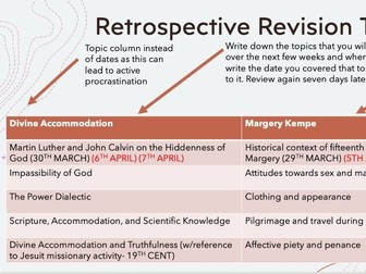 Retrospective Revision Timetable Example