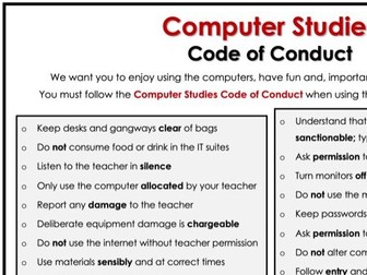 Computing IT Classroom Code of Conduct Display