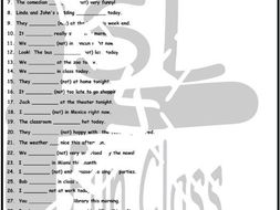 Present Simple Tense Verb Be Statements & Contractions 1 Page BW Worksheet