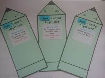 English writing target cards