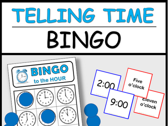 Telling Time to the Hour BINGO GAME | Matching Activity