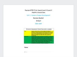 2012 NQF Health & Social Care Level 2 Unit 1 Human Lifespan Development Revision booklet