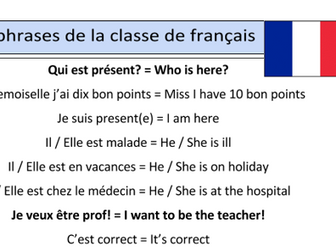KS3 KS4 French target language classroom phrases SPEAKING MAT (Growth mindset)