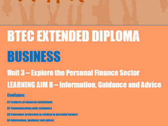 BTEC Business Level 3 Unit 3 Personal & Business Finance Learning Aim B Exam Practice