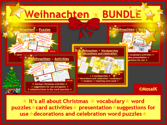 Christmas German vocabulary games puzzles BUNDLE