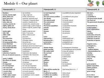 New GCSE French vocabulary - Module 6 Notre planete