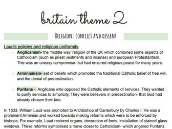 Britain 1625-1688 Theme 2: Religion, Conflict and Dissent
