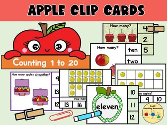 Apples Clip Cards Counting 1 to 20 Maths Subitizing Task Cards Fruit