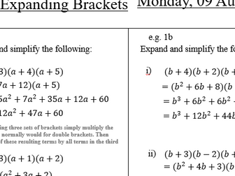 Expanding Brackets Lessons 123456
