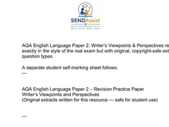 AQA GCSE English Paper 2 Exam Style Questions and pupil self assessment