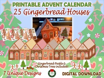 Christmas Activities - DIY Advent Calendar - Gingerbread Houses