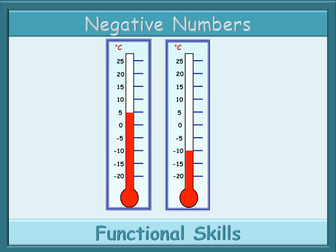 Negative Numbers Worksheet and Handout - Functional Skills L1 L2