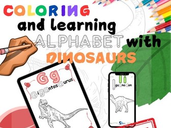 Colouring and Learning Alphabet with Dinosaurs Volume 1