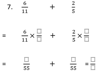 Adding fractions with different denominators scaffolded